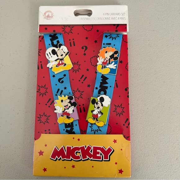 Disney Accessories - Disney Pins Mickey Mouse Expressions Lanyard Set 4 Pins with Lanyard Starter Set
